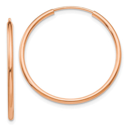 14K Roségold Poliert Endlos Röhre Creolen