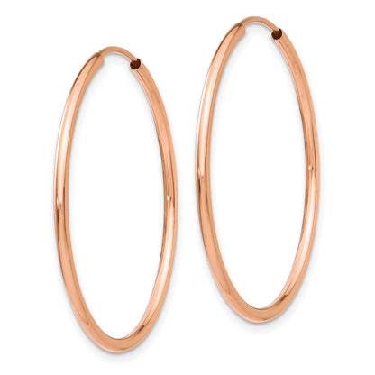 14K Roségold Poliert Endlos Röhre Creolen