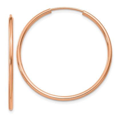 14K Roségold Poliert Endlos Röhre Creolen
