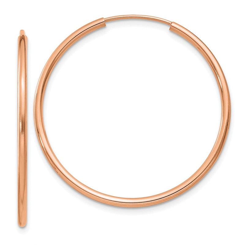 14K Roségold Poliert Endlos Röhre Creolen