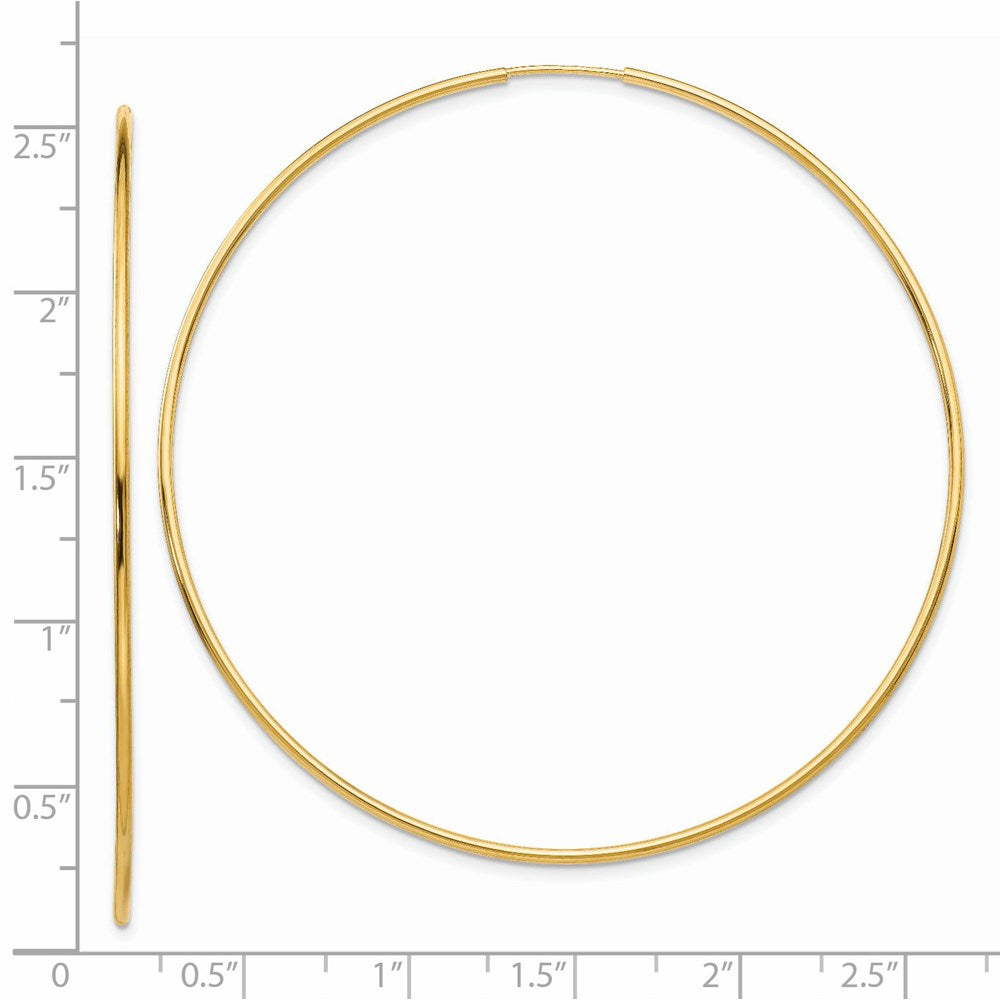 14K Gelbgold Poliert Endlos Röhre Creolen