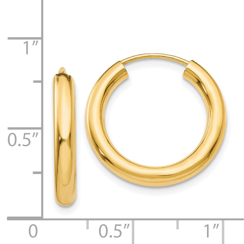 14K Gelbgold Poliert Endlos Röhre Creolen