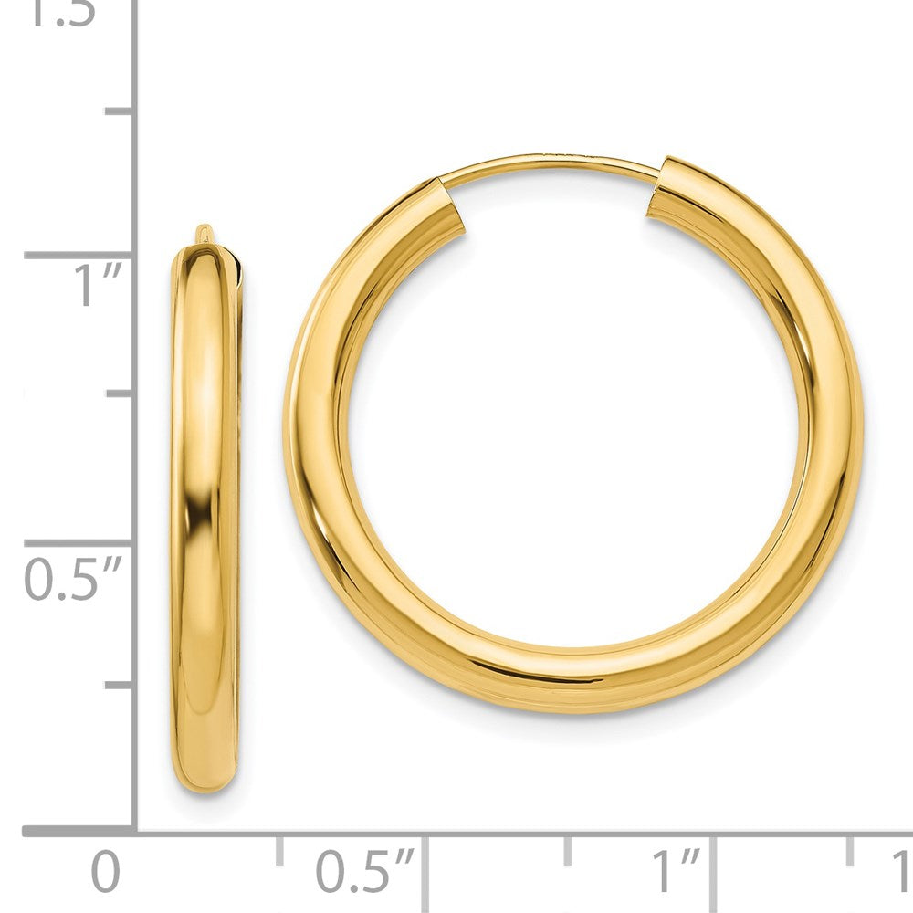 14K Gelbgold Poliert Endlos Röhre Creolen