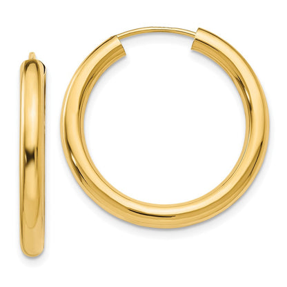 14K Gelbgold Poliert Endlos Röhre Creolen