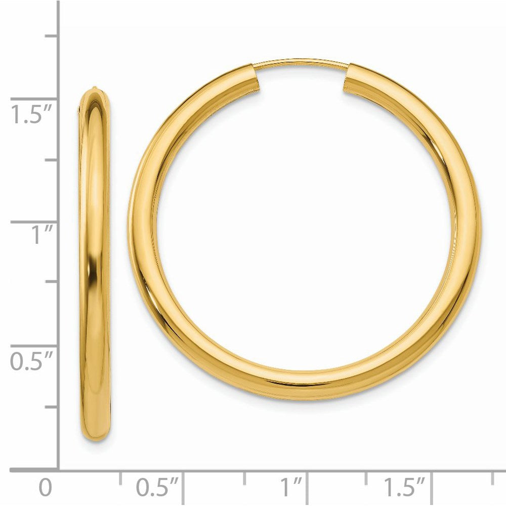 14K Gelbgold Poliert Endlos Röhre Creolen