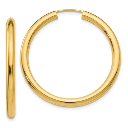 14K Gelbgold Poliert Endlos Röhre Creolen