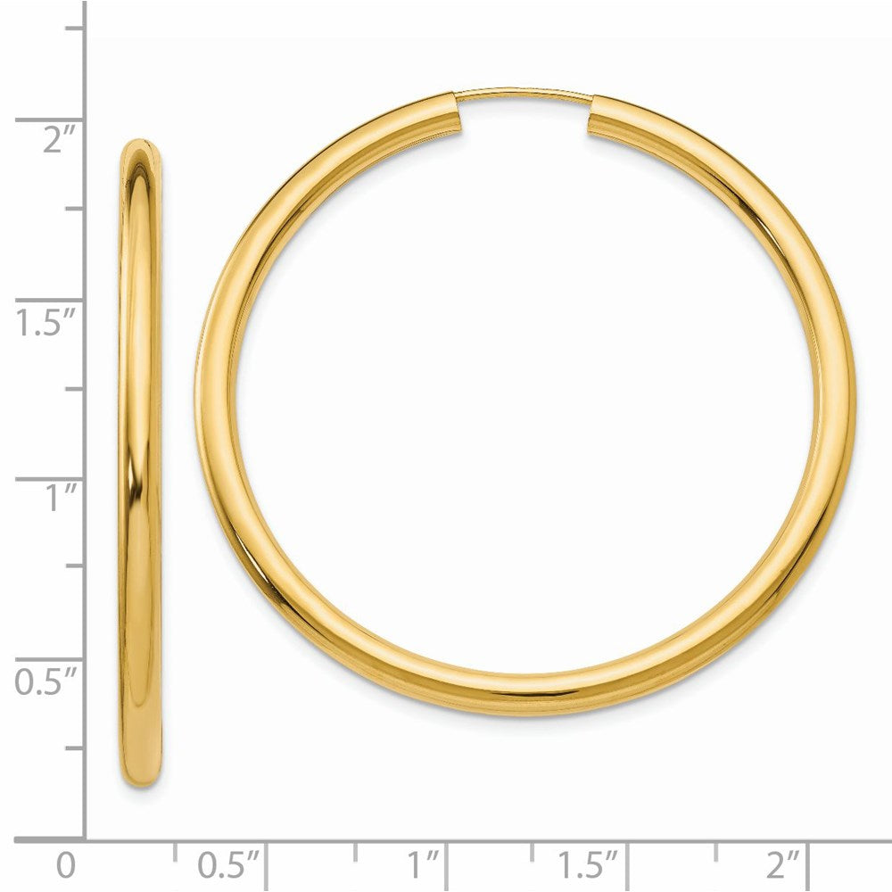 14K Gelbgold Poliert Endlos Röhre Creolen