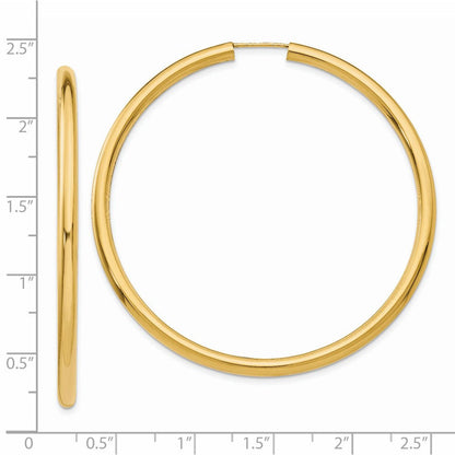 14K Gelbgold Poliert Endlos Röhre Creolen