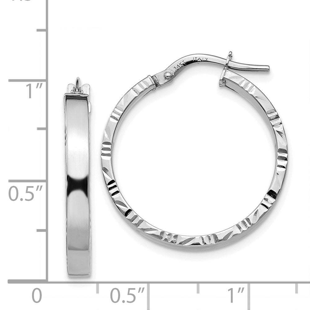 14K Weißgold Diamantiert Kante Mittel 3mm Poliert Creolen