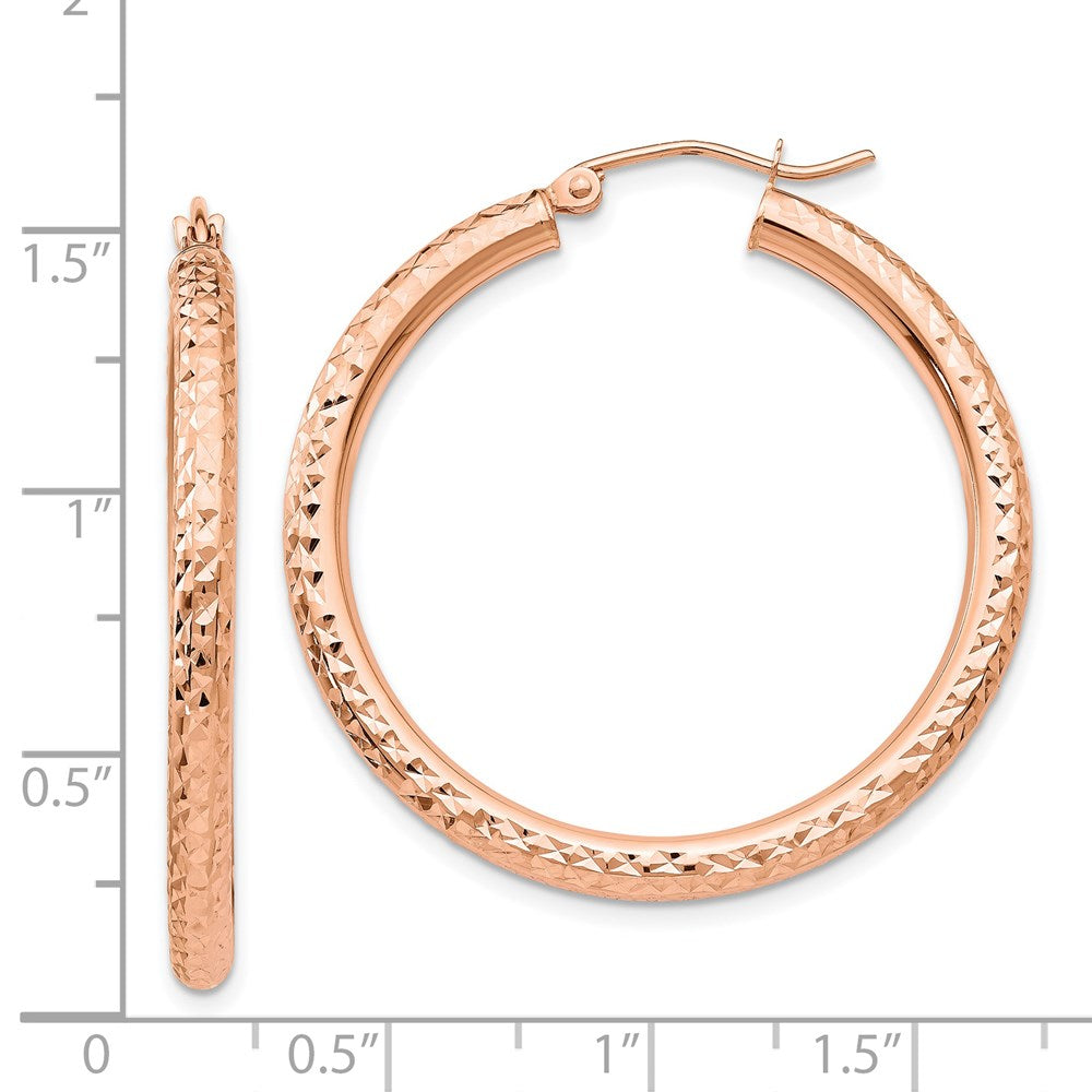 14K Roségold Diamantiert 3mm Rund Creolen