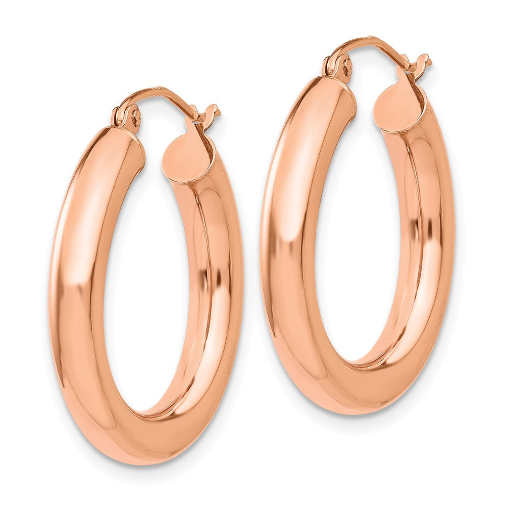 14K Roségold Poliert 4mm Röhre Creolen