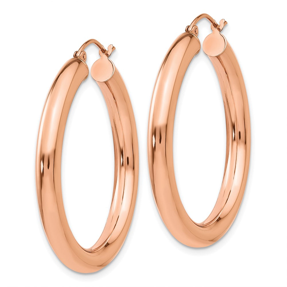 14K Roségold Poliert 4mm Röhre Creolen
