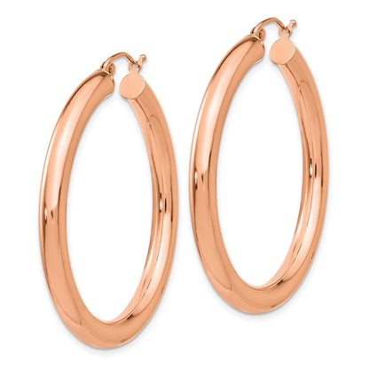 14K Roségold Poliert 4mm Röhre Creolen