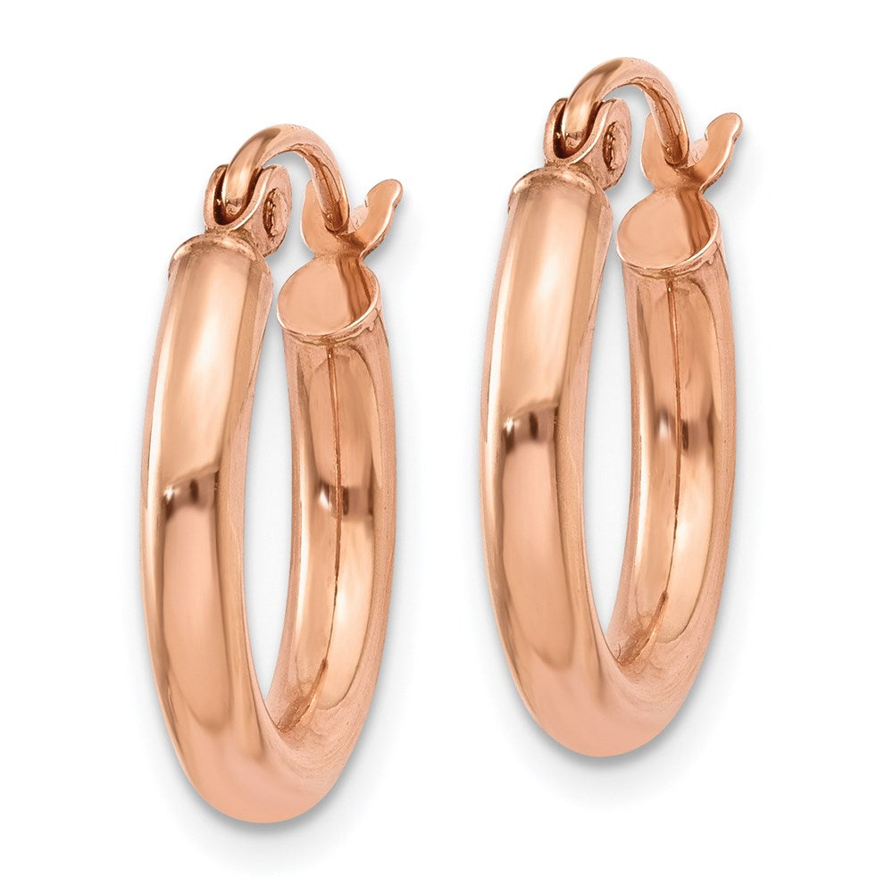 14K Roségold Poliert 2.5mm Leicht Röhre Creolen