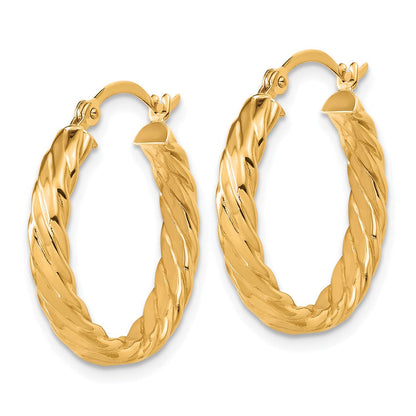 14K Gelbgold Klein 3mm Gemustert Creolen