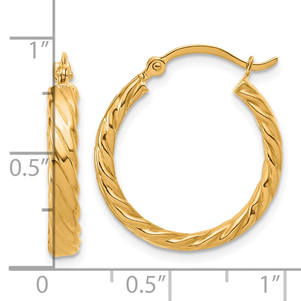 14K Gelbgold Klein 3mm Gemustert Creolen