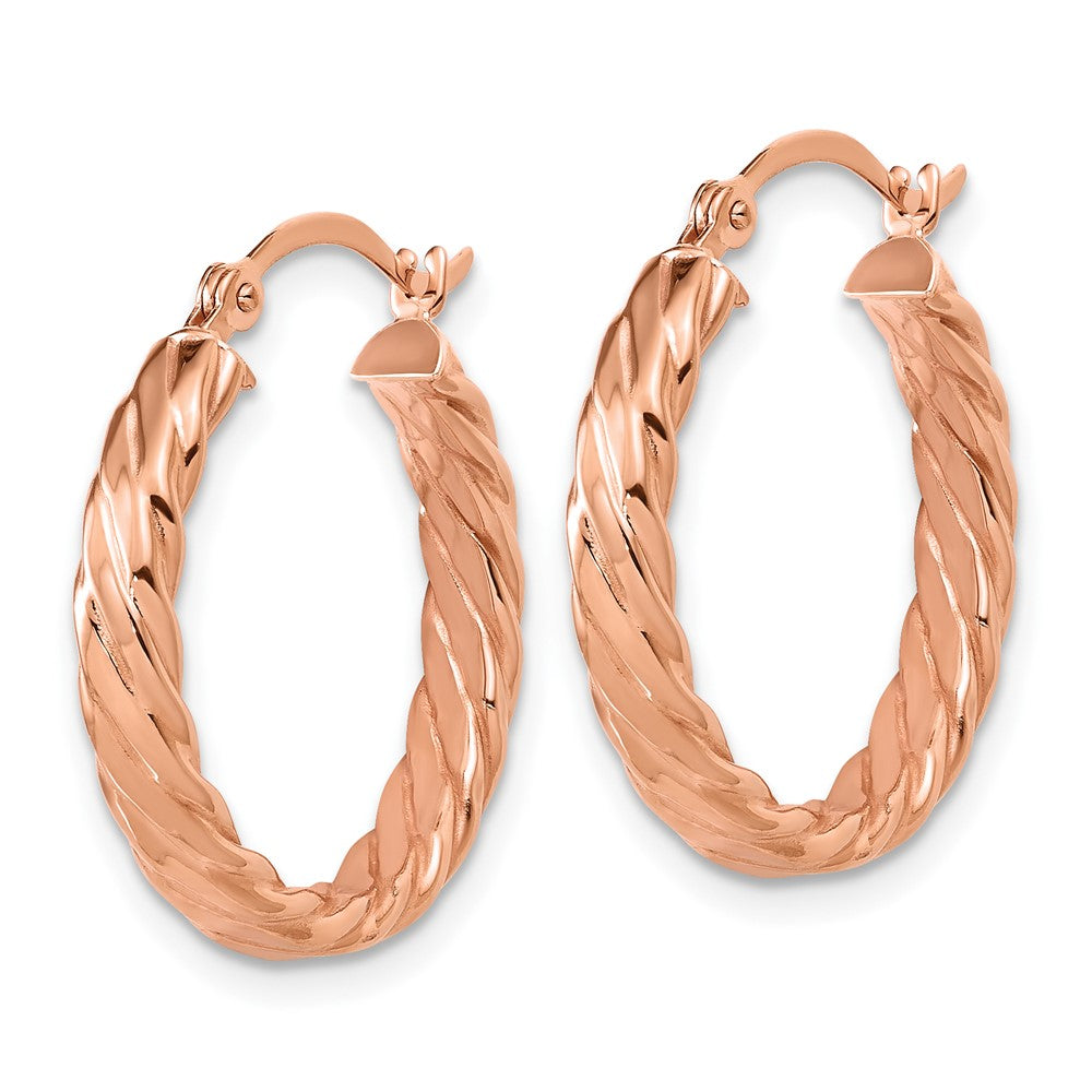 14K Roségold Klein 3mm Gemustert Creolen