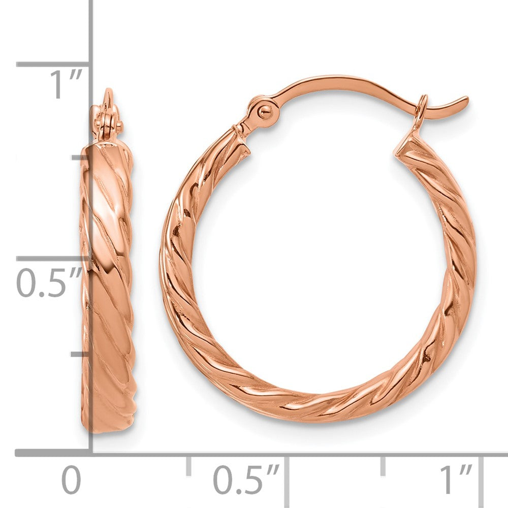 14K Roségold Klein 3mm Gemustert Creolen