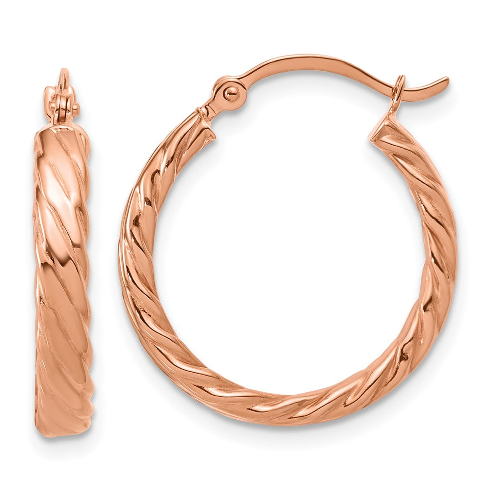 14K Roségold Klein 3mm Gemustert Creolen