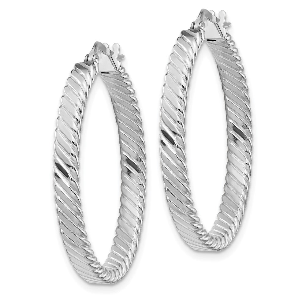 14K Weißgold Groß 3mm Gemustert Creolen