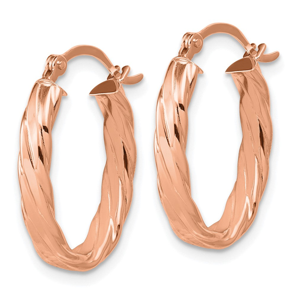 14K Roségold 3mm Gemustert Oval Creolen