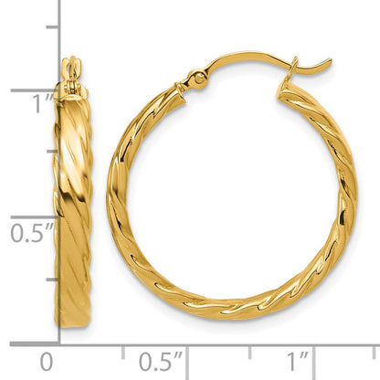 14K Gelbgold 3.25mm Gemustert Creolen