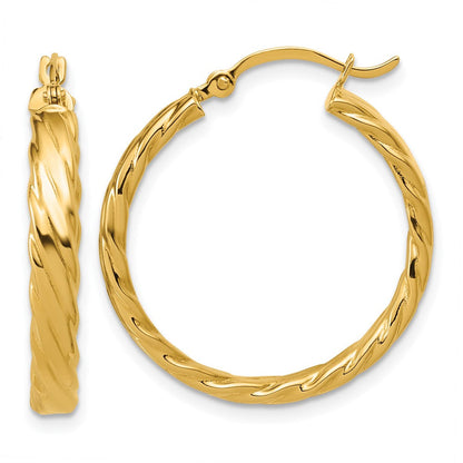 14K Gelbgold 3.25mm Gemustert Creolen