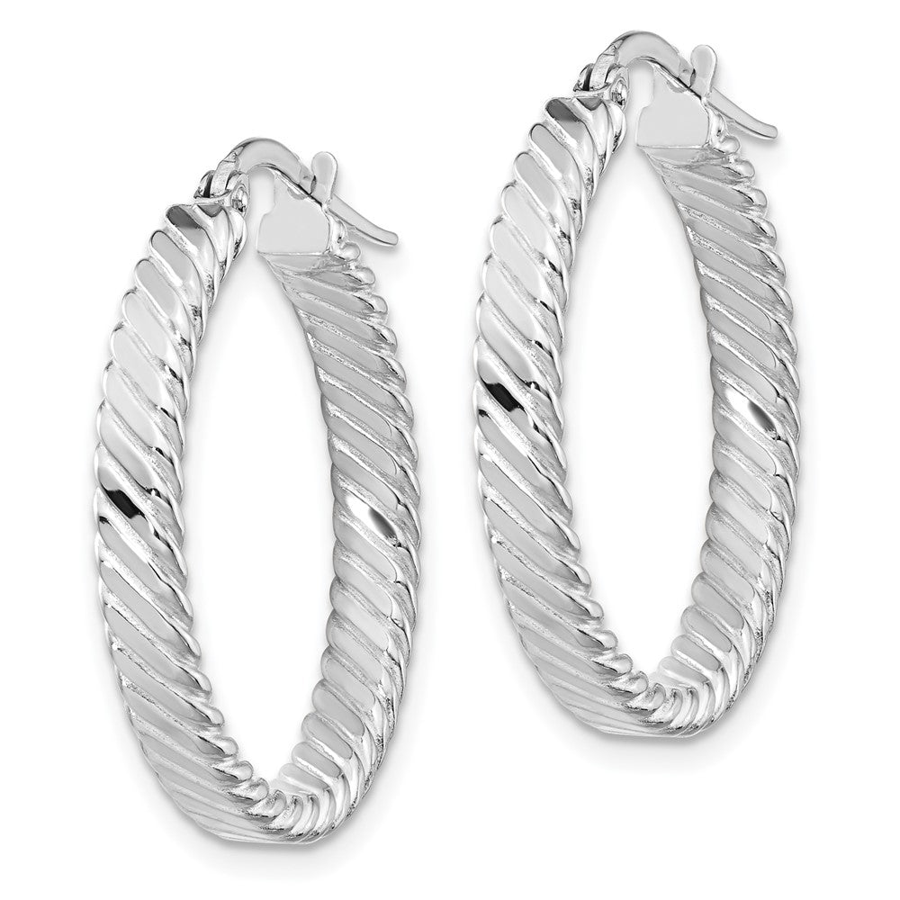 14K Weißgold 3.25mm Gemustert Creolen