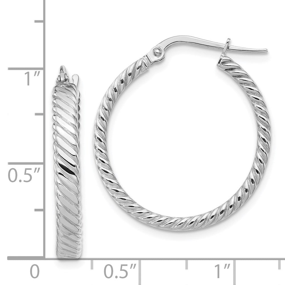 14K Weißgold 3.25mm Gemustert Creolen