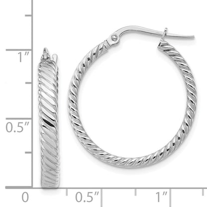 14K Weißgold 3.25mm Gemustert Creolen