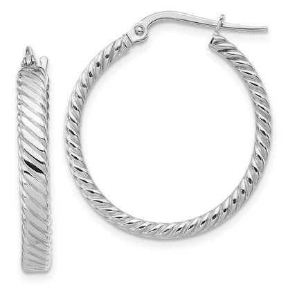 14K Weißgold 3.25mm Gemustert Creolen