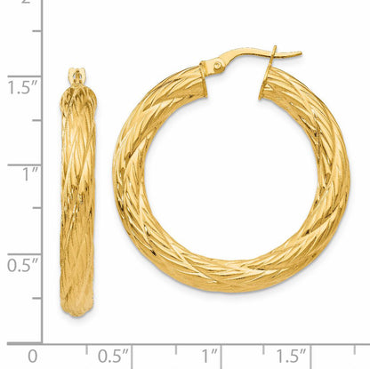 14K Gelbgold Strukturiert Röhre Creolen