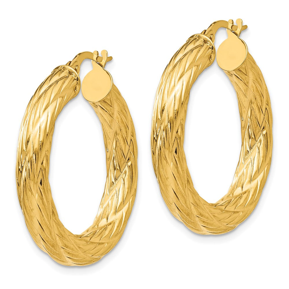 14K Gelbgold Strukturiert Röhre Creolen