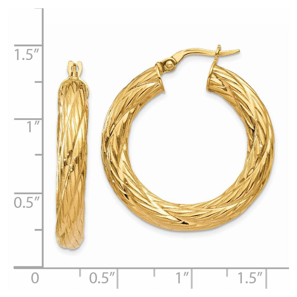 14K Gelbgold Strukturiert Röhre Creolen