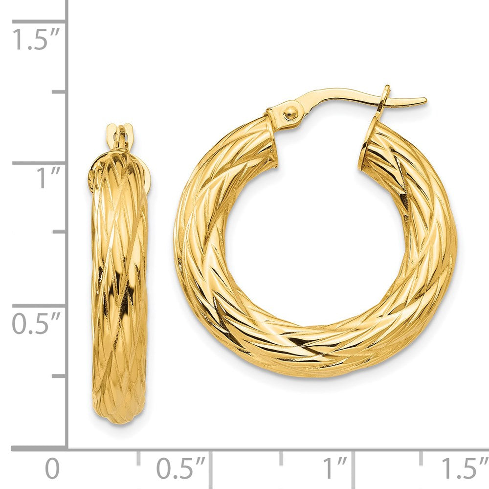 14K Gelbgold Strukturiert Röhre Creolen