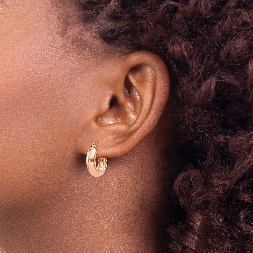 14K Roségold Poliert Klein Creolen