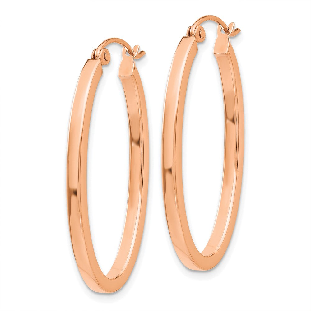 14K Roségold Poliert Oval Röhre Creolen
