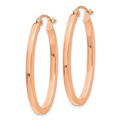 14K Roségold Poliert Oval Röhre Creolen