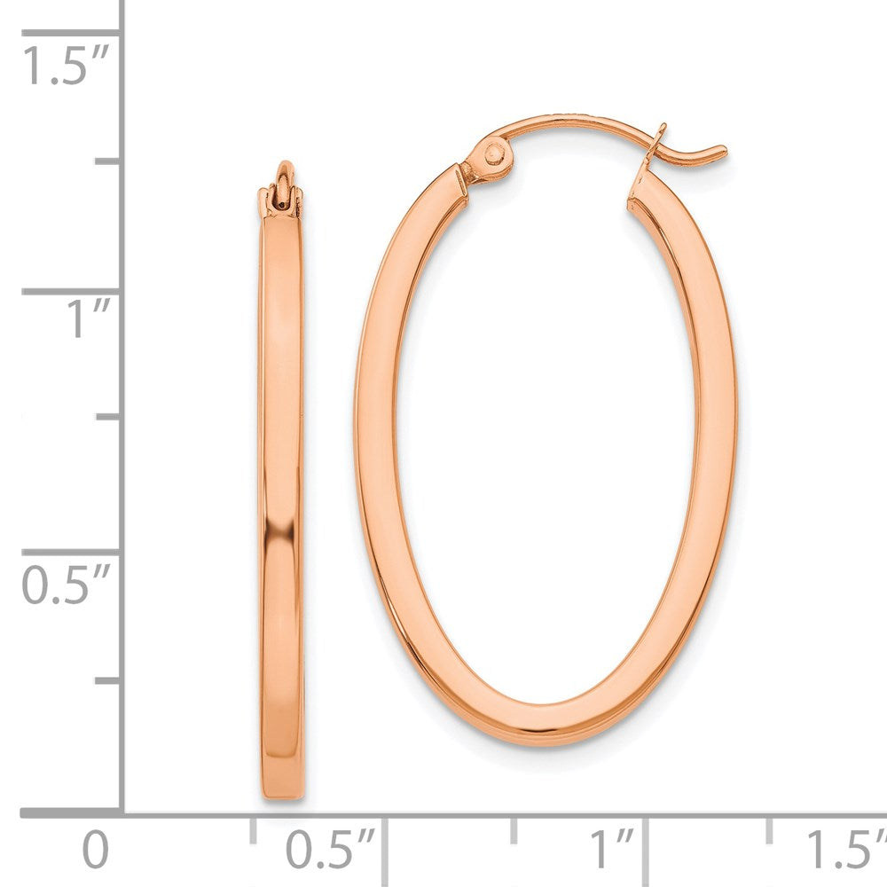 14K Roségold Poliert Oval Röhre Creolen
