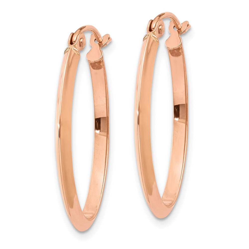 14K Roségold Poliert Oval Röhre Ohrringe