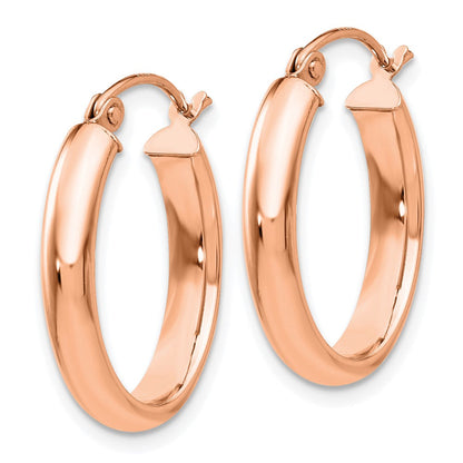 14K Roségold Poliert Oval Röhre Creolen