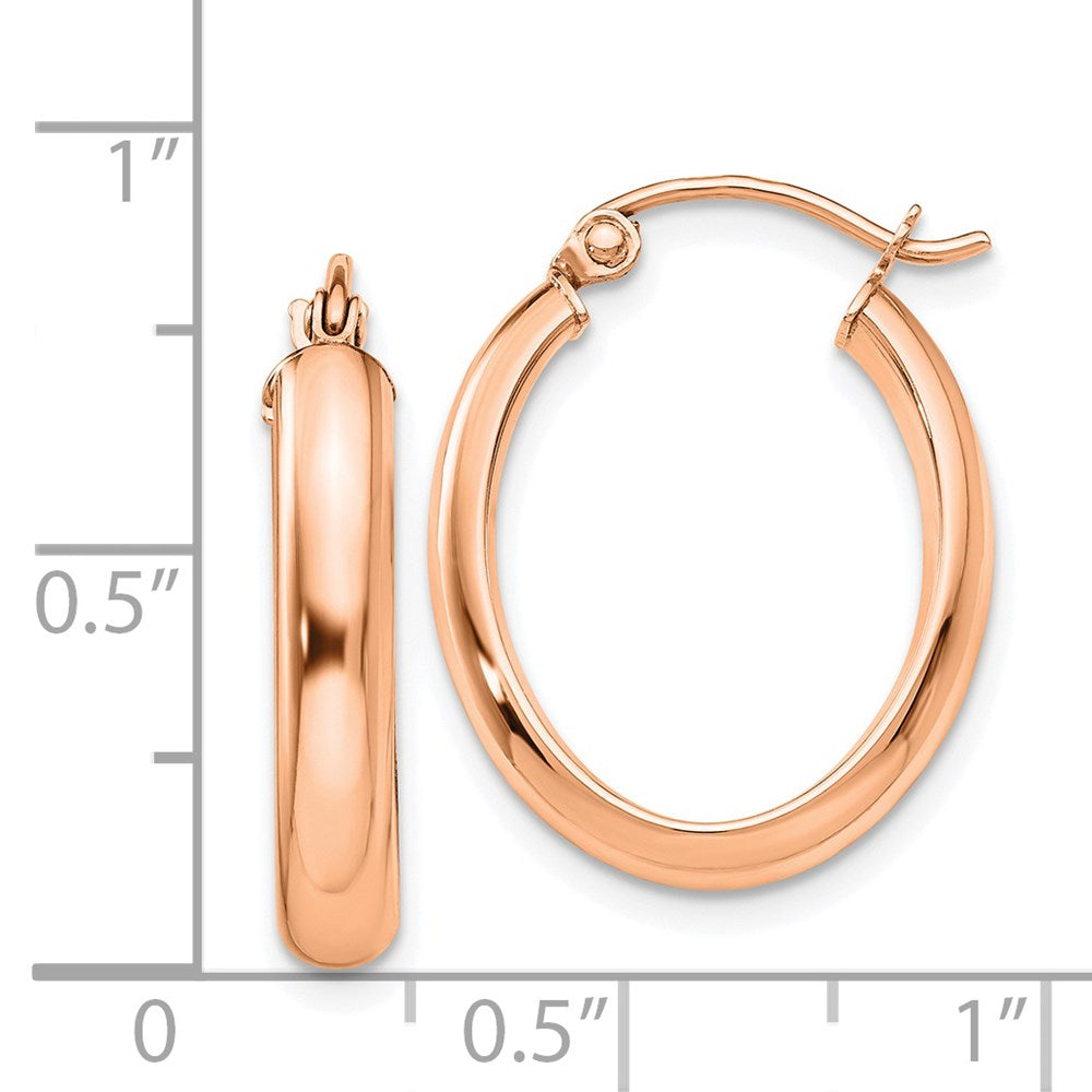 14K Roségold Poliert Oval Röhre Creolen