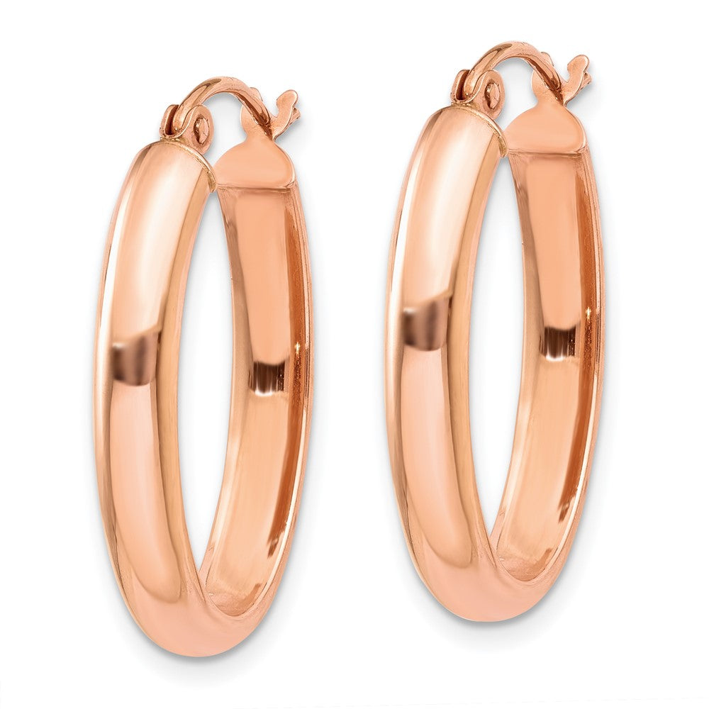 14K Roségold Poliert Halb-round Oval Creolen