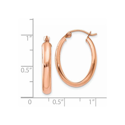 14K Roségold Poliert Halb-round Oval Creolen