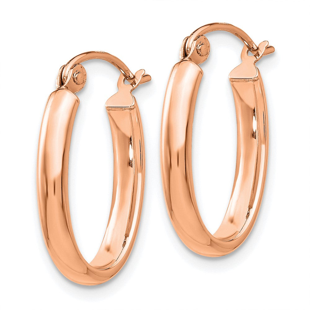 14K Roségold Poliert Halb-round Oval Creolen