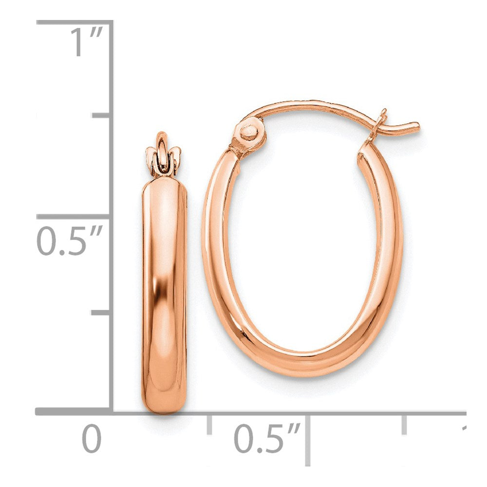 14K Roségold Poliert Halb-round Oval Creolen