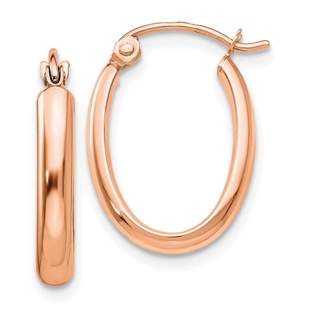 14K Roségold Poliert Halb-round Oval Creolen