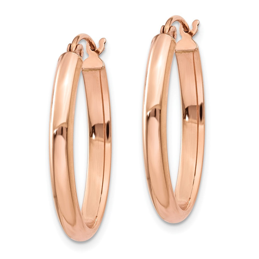 14K Roségold Poliert Halb-round Oval Creolen