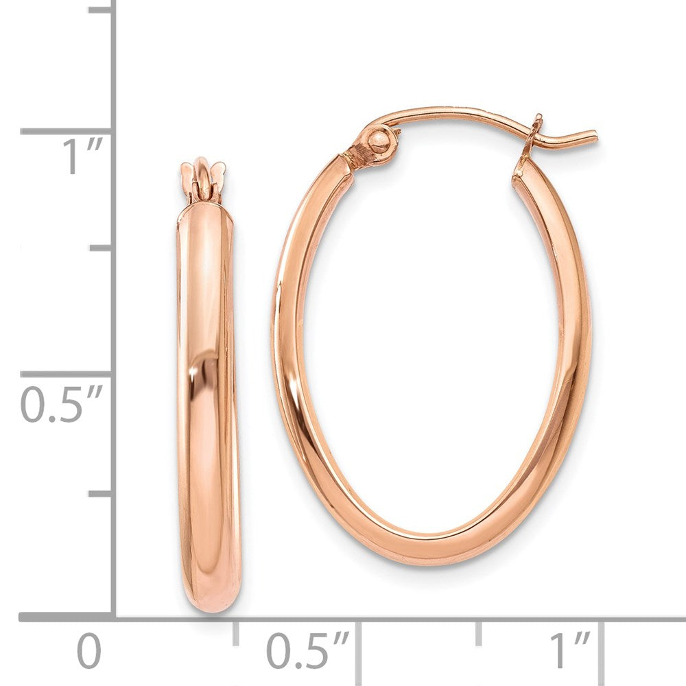 14K Roségold Poliert Halb-round Oval Creolen
