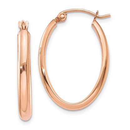 14K Roségold Poliert Halb-round Oval Creolen